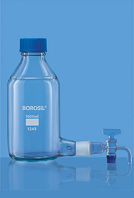 Borosil 1245 Aspirator bottles, With I/C Glass Stopcock and PP Cap – Borosil