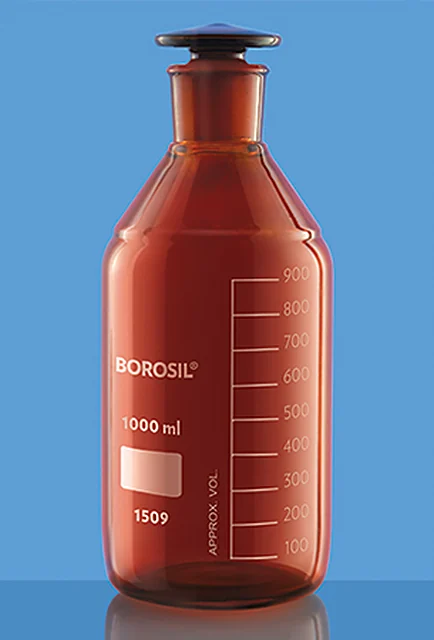 Borosil 1509 Reagent bottles, Narrow Mouth With I/C Glass Stopper, Amber – Borosil