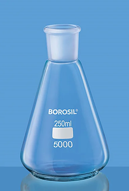 Borosil 5020 Erlenmeyer (Conical) Flask, Narrow Mouth, With I/C Joint & Glass Stopper – Borosil