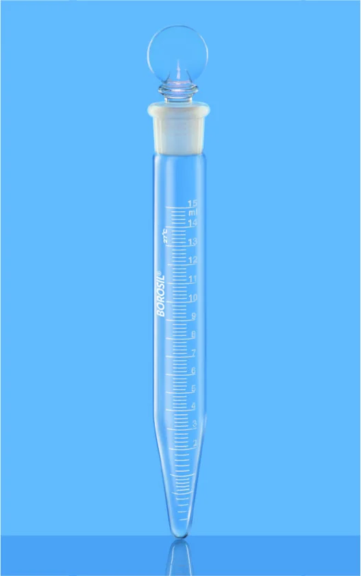 Borosil 8084 Centrifuge Tube, Graduated With I/C Glass Stopper – Borosil