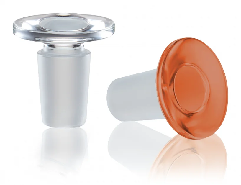 Borosil Glass Stopper (ISO / DIN, Flat head, Amber), ISO / DIN, Flat head, long-neck, Clear & Amber – Borosil