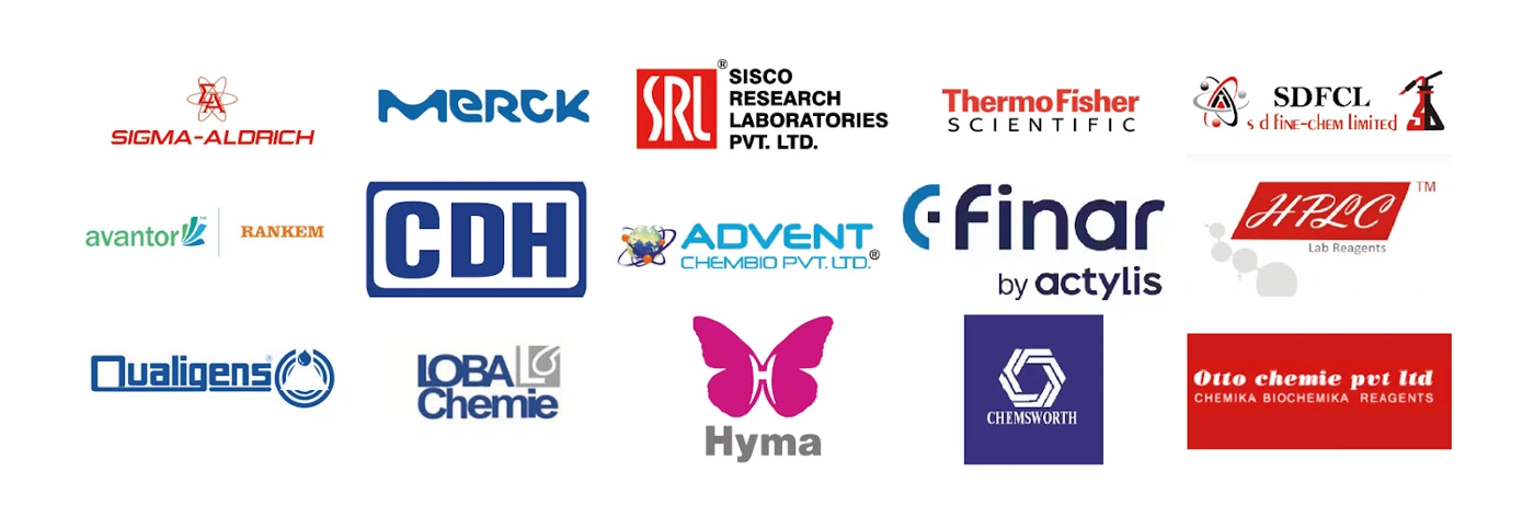 Chemical brands: Merck, Sigma-Aldrich, SRL, Thermo Fisher Scientific, SDFCL, Avantor, Rankem, CDH, Finar, Qualigens, Loba Chemie, Otto Chemie, Advent Chembio, Borosil